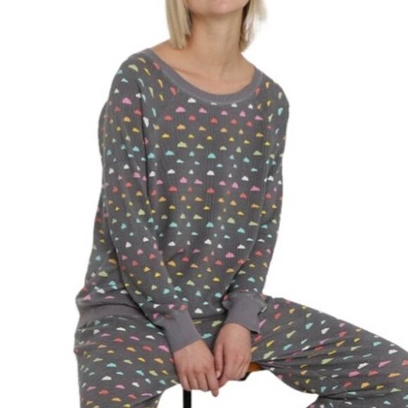 Hello Nite Gray Rainbow Cloud Print Thermal Shirt - Picture 1 of 5